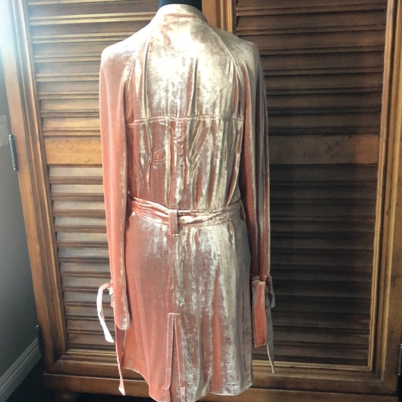 ALC Peach Velvet mid length trench coat - Picture 4 of 9